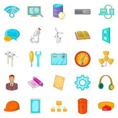 Poster - Engineering department icons set, cartoon style
