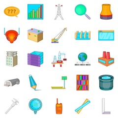 Poster - Engineering manager icons set, cartoon style