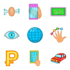 Poster - Cash game icons set, cartoon style