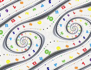 Wall Mural - abstract modern white rainbow spiral clock fractal background. twisted clocks watch unusual abstract