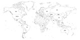 Fototapeta Mapy - Black outline map of World. Simple vector illustration.