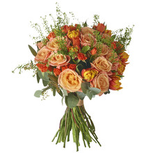 A Bouquet Of Flowers In A Beautiful Packaging, Assembled By A Florist