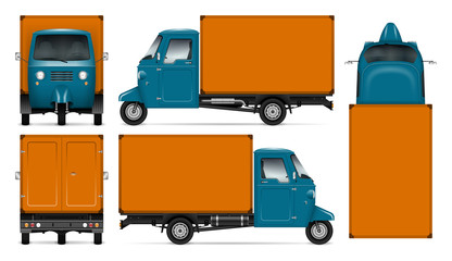 Wall Mural - Three wheeler truck vector vector mockup