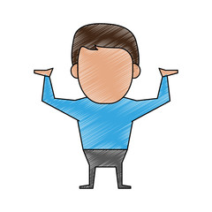 Man faceless with hands up icon vector illustration graphic design