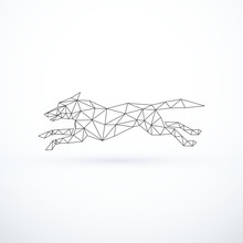 Vector Abstract Low Poly Running Dog