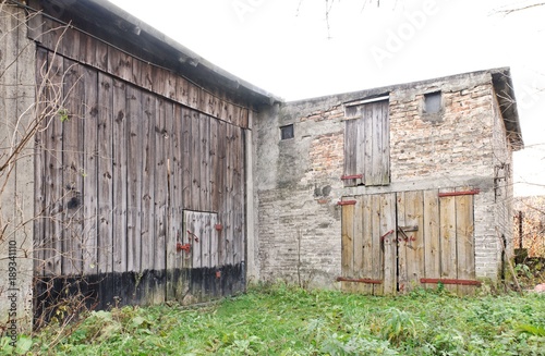 Old Barn Built Of Wood Brick And Stone Buy This Stock Photo And