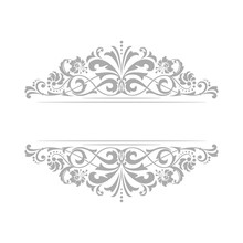 Vintage Grey Frame On A White Background. Graphic Vector Design. Damask Graphic Ornament.