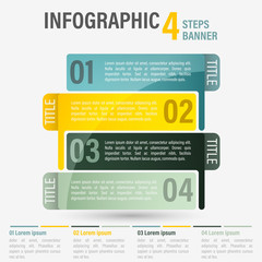 Fototapete - Abstract business four steps infographic template. Can be used for layout, workflow, number options. Part 27.