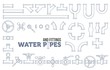 Elements of a plumbing. Pipes, cranes. Linear design Vector illustration