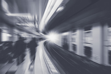 Canvas Print - blur underground station for business perform moving transport concept