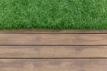 Green Grass And Wood Floor Nature Background