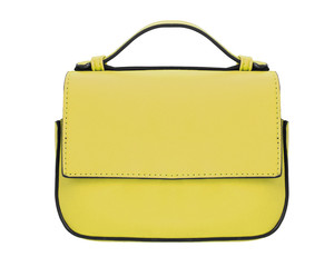 Sticker - Yellow leather envelope clutch handbag bag front view isolated white