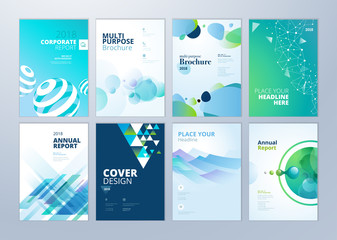 Poster - set of brochure, annual report, flyer design templates in a4 size. vector illustrations for business