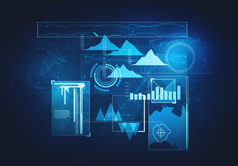 Aufkleber - Abstract future, concept business technology futuristic blue virtual graphic touch screen user interface HUD