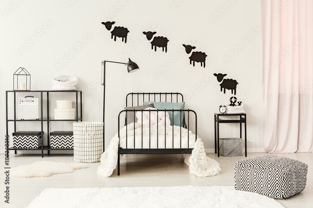 Teenager's bedroom with sheep stickers - obrazy, fototapety, plakaty 