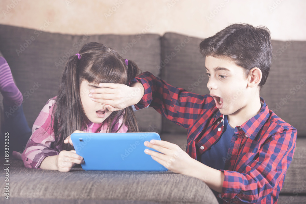 Reface Inappropriate Content Little boy protects his sister from watching inappropriate content ...