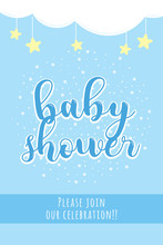 Baby Shower , Happy Birthday For New Born Celebration Greeting And Invitation Post Card Size,Blue Background