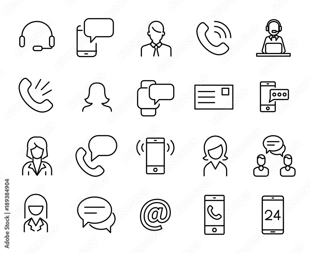 Simple collection of personal service related line icons. - obrazy, fototapety, plakaty 