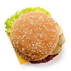 Wall Mural - fresh cheeseburger isolated on white