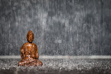 Fototapeta  - Buddha Statue aus Holz im Regen