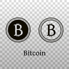 Bitcoin line icon. Btc black silhouette. Cryptocurrency coin sign. Crypto currency, virtual and digital money pictogram, symbol, logotype, badge in outline style.