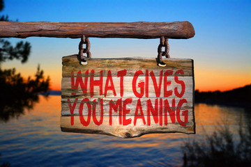 What gives you meaning motivational phrase sign