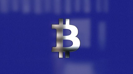 Poster - Abstract animation of bitcoin currency sign in digital cyberspace. Abstract animation of Bitcoin, digital currency symbol in digital cyberspace. See my portfolio for various color options.