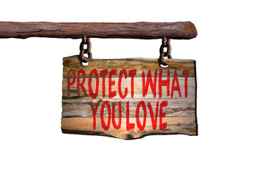 Wall Mural - Protect what you love motivational phrase sign
