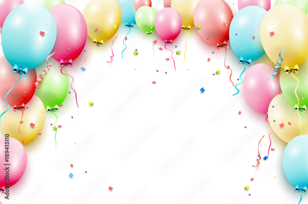 Birthday balloons template - obrazy, fototapety, plakaty 