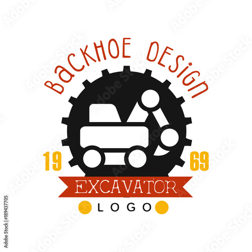 Poster Backhoe design, estd 1989, excavator logo vector Illustration
