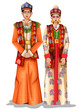 Sikkimese wedding couple in traditional costume of Sikkim, India