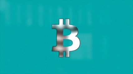 Aufkleber - Abstract animation of bitcoin currency sign. Crypto currency bitcoin. Global internet worldwide. Blue background