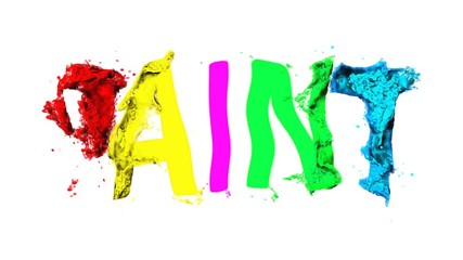 Wall Mural - word paint. Text animation paint on white isolated background