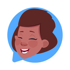 Poster - profile icon african american female head in chat bubble isolated, woman avatar cartoon character po