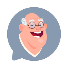 Poster - Profile Icon Senior Male Head In Chat Bubble Isolated, Man Avatar Cartoon Character Portrait Flat Vector Illustration