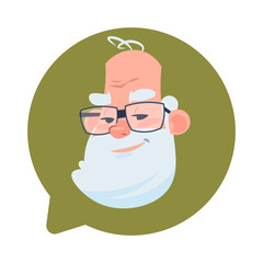 Poster - profile icon senior male head in chat bubble isolated, man avatar cartoon character portrait flat ve