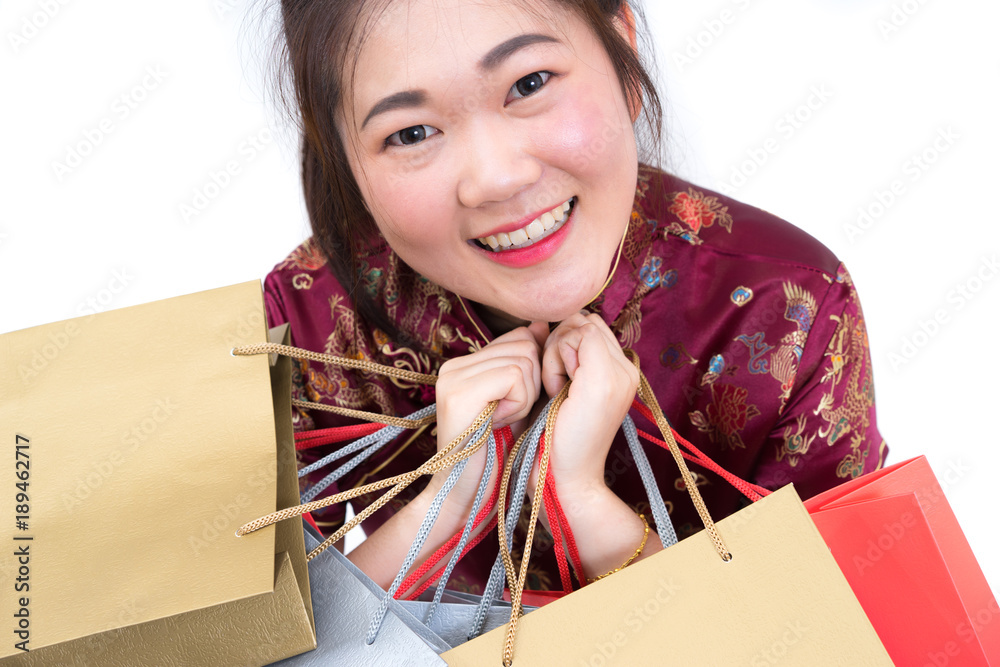 Portrait of asian woman in traditional chinese long dress, cheongsam ...