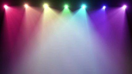 Wall Mural - rainbow spotlights turn on and off in random order optical lens flares shiny animation art background - new quality natural lighting lamp rays effect dynamic colorful bright video footage