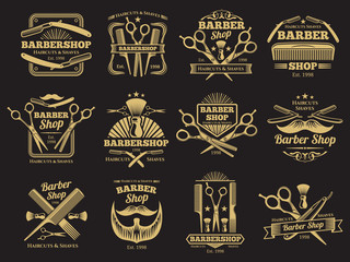 Poster - Old barbershop vector emblems and labels