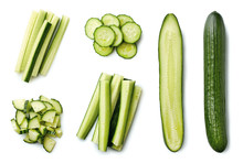 Fresh Whole And Sliced Cucumber
