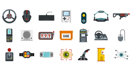 Poster - Video game icon set, flat style