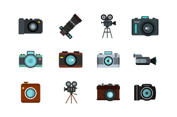 Poster - Camera icon set, flat style