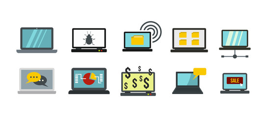 Poster - Laptop icon set, flat style