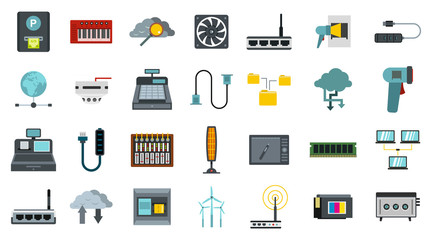 Poster - Electric device icon set, flat style