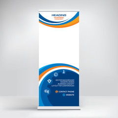 Wall Mural - banner roll-up design, business concept. graphic template roll-up for exhibitions, banner for semina