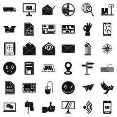 Poster - Mailing list icons set, simple style