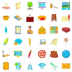 Poster - Postal service icons set, cartoon style