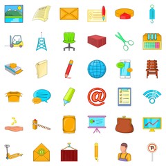 Poster - Mail communication icons set, cartoon style