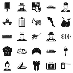 Poster - Best work icons set, simple style
