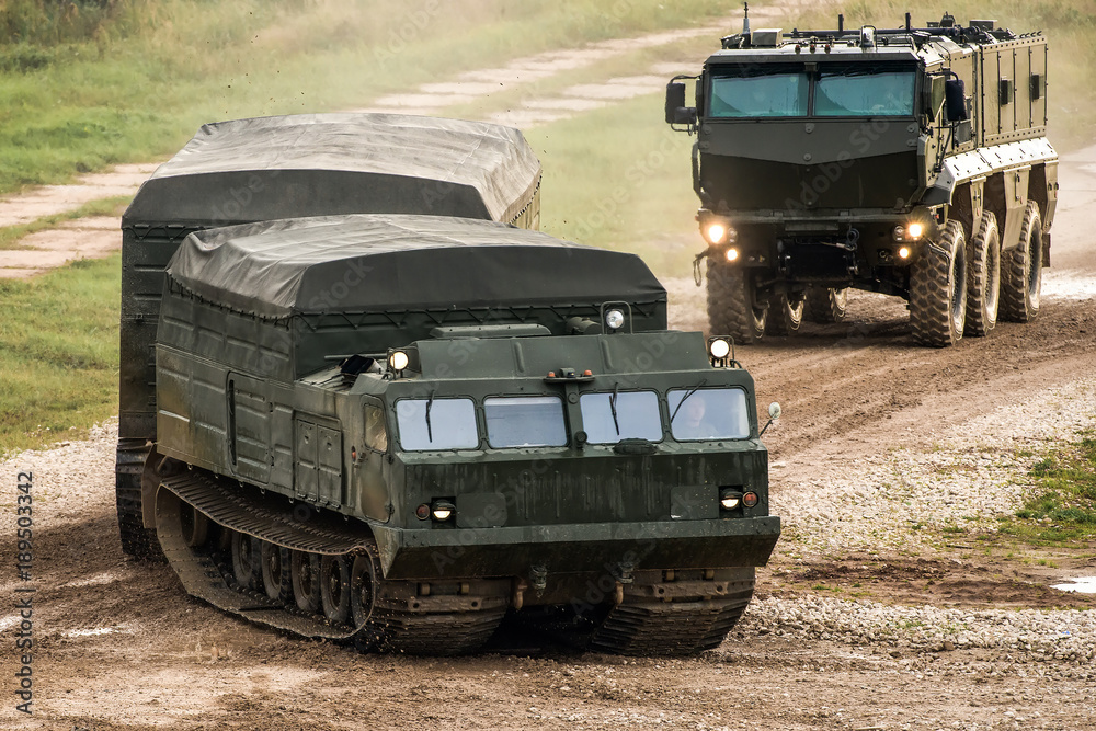 Russian two-tier tracked all-terrain amphibian military vehicle Stock ...